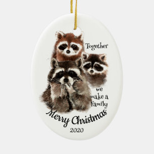 Ornement En Céramique Citation de famille Raccoon de Noël sur mesure