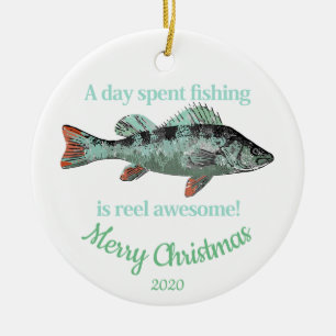 Ornement En Céramique Citation de pêche amusante de Noël sur mesure
