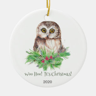 Ornement En Céramique Citation d'Humour de Noël Cute Owl Bird