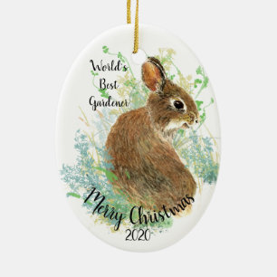 Ornement En Céramique Citation du meilleur jardinier du monde de Noël