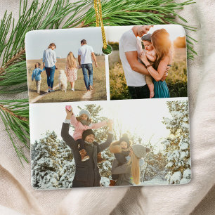 Ornement En Céramique Citation Personnalisée Moderne 3 Collage Photo