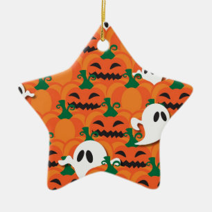 Ornement En Céramique Citrouilles fantomatiques de l'Halloween ensorcelé