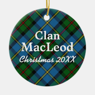 Ornement En Céramique Clan MacLeod Scottish Blue and Green Tartan