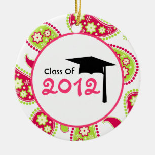 Ornement En Céramique Classe d'obtention du diplôme de 2012 roses et de