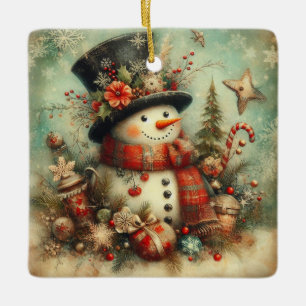 Ornement En Céramique Classic Noël Snowman