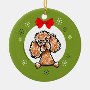Ornement En Céramique Classique de Noël de caniche de jouet d'abricot