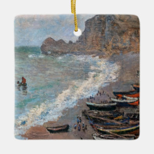 Ornement En Céramique Claude Monet - La Plage à Etretat