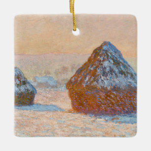 Ornement En Céramique Claude Monet - Meules, Effet de Neige, Le Matin