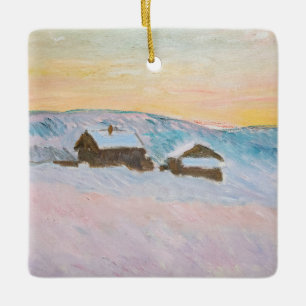 Ornement En Céramique Claude Monet - Paysage norvégien, Maisons bleues