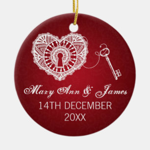 Ornement En Céramique Clé élégante de faveur de mariage à mon rouge de