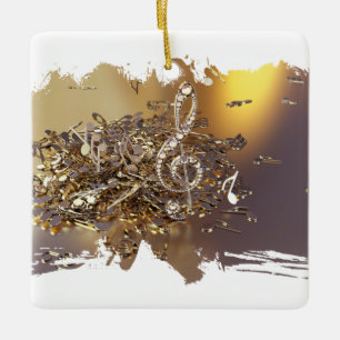 Ornement En Céramique Clé musicale et notes de chute