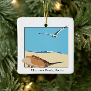 Ornement En Céramique Clearwater, FL Horseshoe Crab Sea Gull Beach