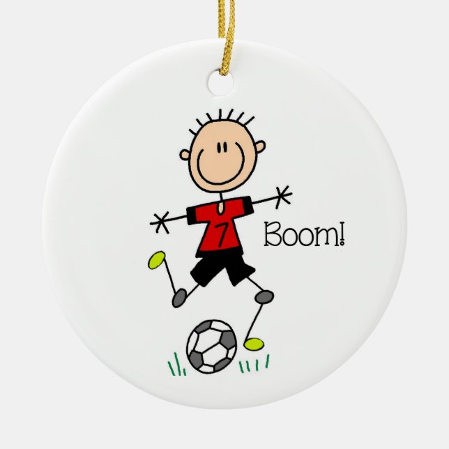 Ornement En Céramique Client Demander Boy Soccer Player Ornament (Devant)