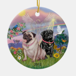 Ornement En Céramique Cloud Angel - Deux Pug Girls
