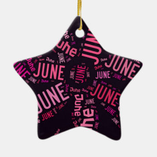 Ornement En Céramique Cloud de mot rose Juin Flower Text