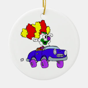 Ornement En Céramique Clown maladroit dans peu de voiture