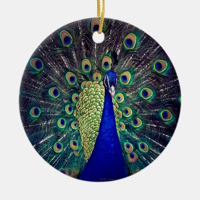 Ornement En Céramique Cobalt Blue Peacock (Devant)