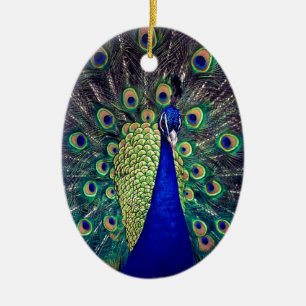 Ornement En Céramique Cobalt Blue Peacock