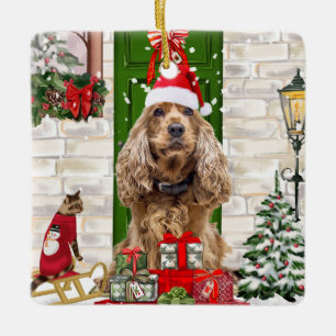 Ornement En Céramique Cocker Spaniel Chien Noël