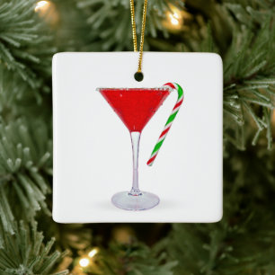 Ornement En Céramique Cocktail Martini de Noël