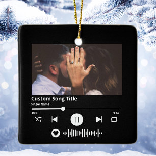 Ornement En Céramique Code musical scannable Chanson personnalisée Noël