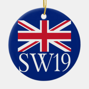 Ornement En Céramique Code postal SW19 de Londres avec Union Jack