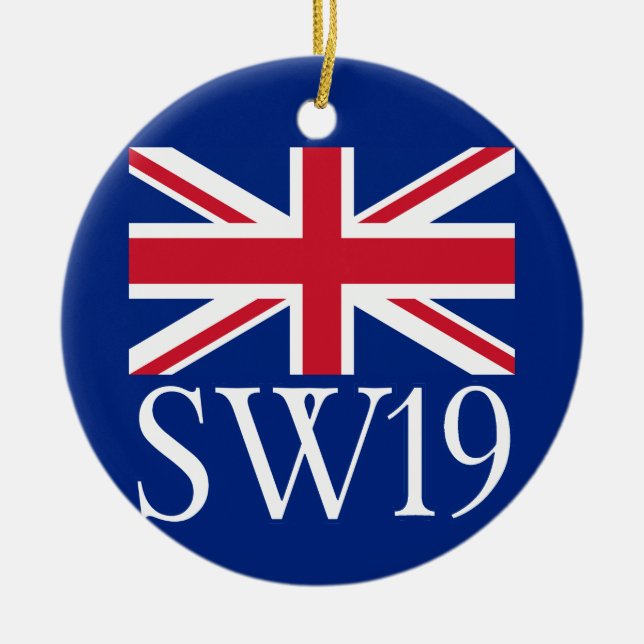 Ornement En Céramique Code postal SW19 de Londres avec Union Jack (Devant)