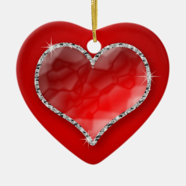 Ornement En Céramique Coeur cristal (Devant)