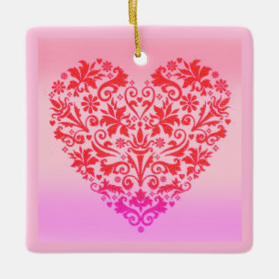 Ornement En Céramique Coeur d'amour de Noël rouge Céramique Ornement