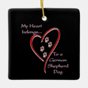 Ornement En Céramique Coeur de chien berger allemand Appartient