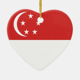 Ornement En Céramique Coeur de drapeau de Singapour