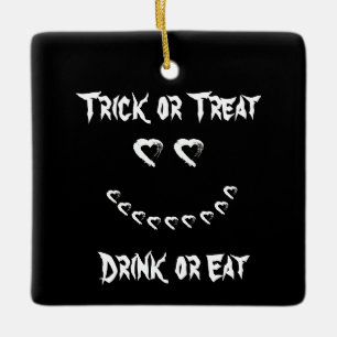 Ornement En Céramique Coeur de lune Halloween Trick ou l'ornement de tra