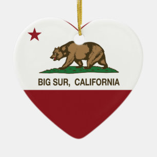 Ornement En Céramique coeur de sur de drapeau de la Californie grand