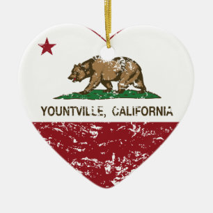 Ornement En Céramique coeur de yountville de drapeau de la Californie