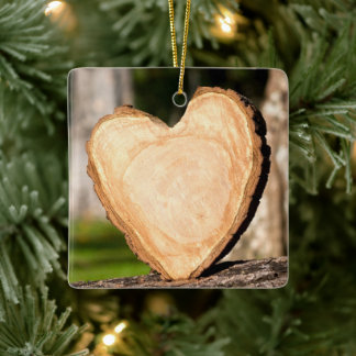 Ornement En Céramique coeur en bois
