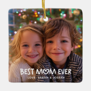 Ornement En Céramique Cœur Fantaisiste Meilleure Maman Noël Photo de Noë