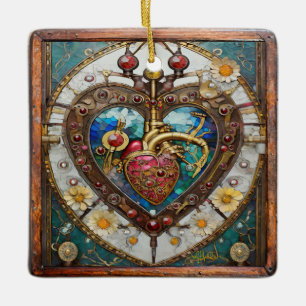 Ornement En Céramique Cœur mécanique Anatomique Série Steampunk