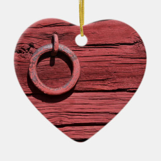 Ornement En Céramique Coeur romantique de mur en bois rouge rural de