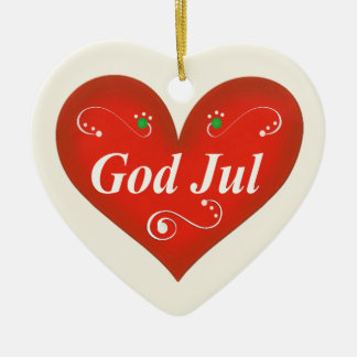 Ornement En Céramique Coeur scandinave de Noël de juillet de Dieu