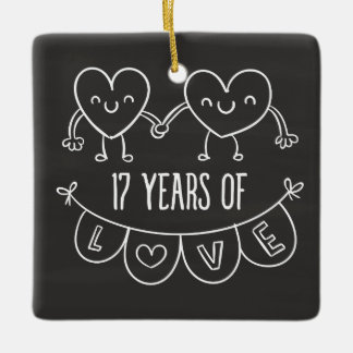 Ornement En Céramique Coeurs de la calèche du 17e anniversaire