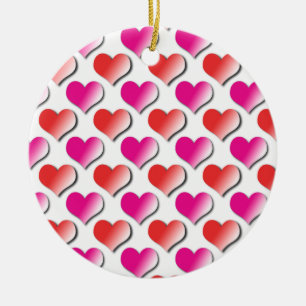 Ornement En Céramique Coeurs Rouge et rose Polka Motif Ornament