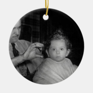 Ornement En Céramique Coiffeur - première coupe de cheveux