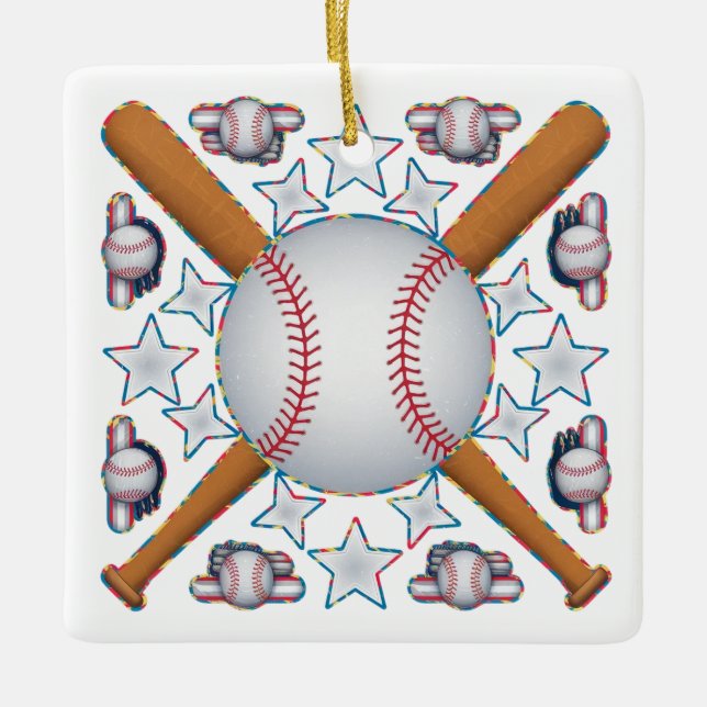 Ornement En Céramique Collage d'icône de baseball (Devant)