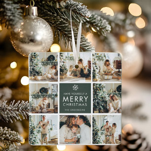Ornement En Céramique Collage Moderne « Joyeux Noël » Multi Photo