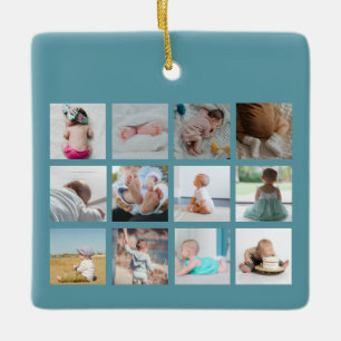 Ornement En Céramique Collage photo de la première année de bébé Stats d