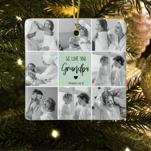 Ornement En Céramique Collage Photo Meilleur Grand-Père Ever Pastel Mint