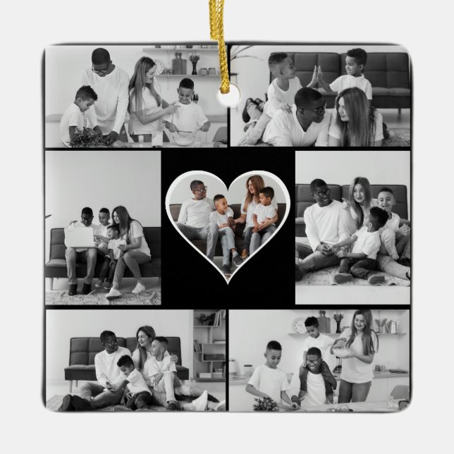 Ornement En Céramique Collage photo noir et blanc 7 (Devant)