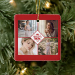 Ornement En Céramique Collage Photo Personnalisé Cadeau pour une Reine M<br><div class="desc">Offrez à Maman un cadeau qui brille sous tous les angles ! Cet ornement double face de luxe présente un design vibrant à plusieurs photos, spécialement conçu pour la "Reine" de la famille. L'avant présente une disposition moderne en grille de quatre photos, tandis que l'arrière présente le graphisme audacieux "Queen...</div>