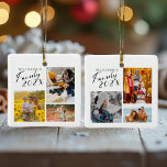 Ornement En Céramique Collage photo personnalisé de la famille 2025<br><div class="desc">Célébrez votre année avec un ornement unique de gardiens de Noël avec un design moderne,  minimaliste et six photos collage. Personnalisez-le avec six photos mémorables et quatre temps forts pour capturer vos moments préférés. Cet ornement unique est parfait pour partager avec une famille et des amis éloignés.</div>
