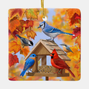 Ornement En Céramique Collecte d'oiseaux d'automne